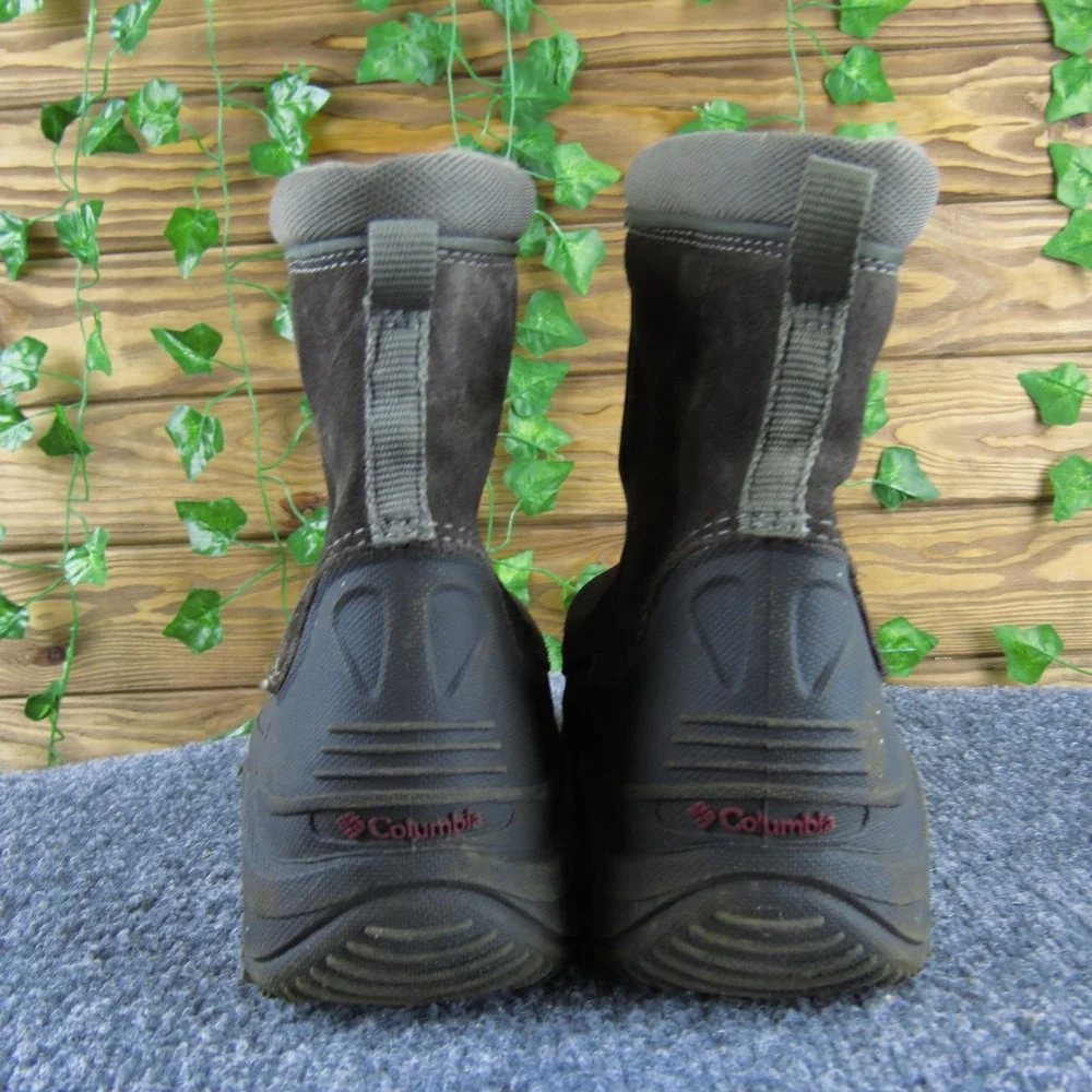 Columbia Boys 5 Brown Suede Waterproof Winter Boots Omni-Heat Insulated‎ Zip Up